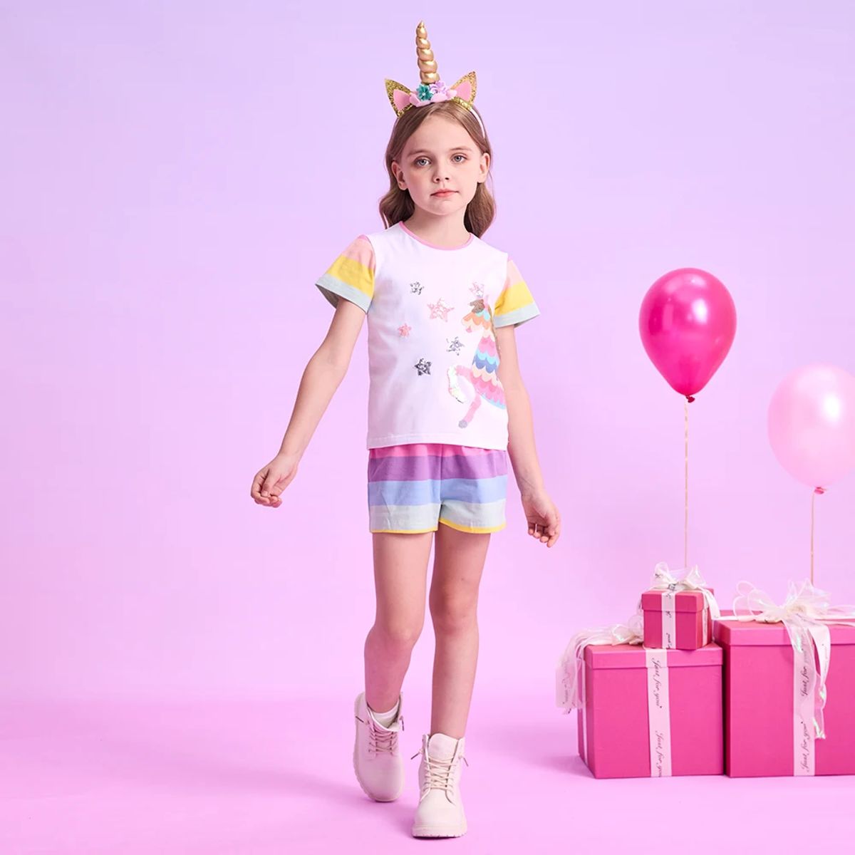 Adorable 2-Piece Summer Set for Girls with Unicorn Design