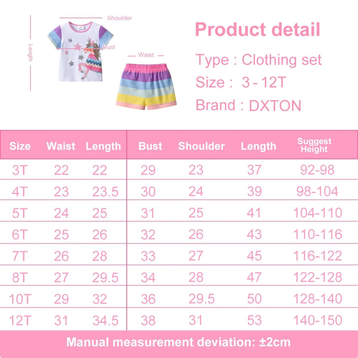 Adorable 2-Piece Summer Set for Girls with Unicorn Design