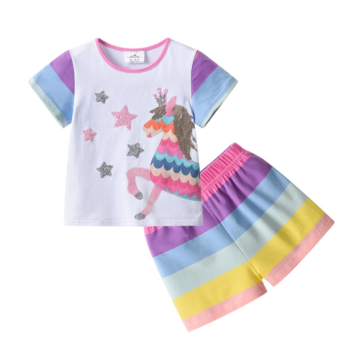 Adorable 2-Piece Summer Set for Girls with Unicorn Design Adorable 2-Piece Summer Set for Girls with Unicorn Design