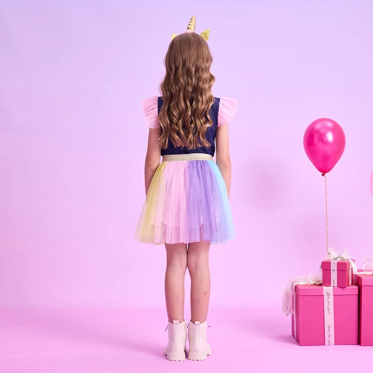 Summer Girls Clothing Set with Heart Print Tutu Skirt