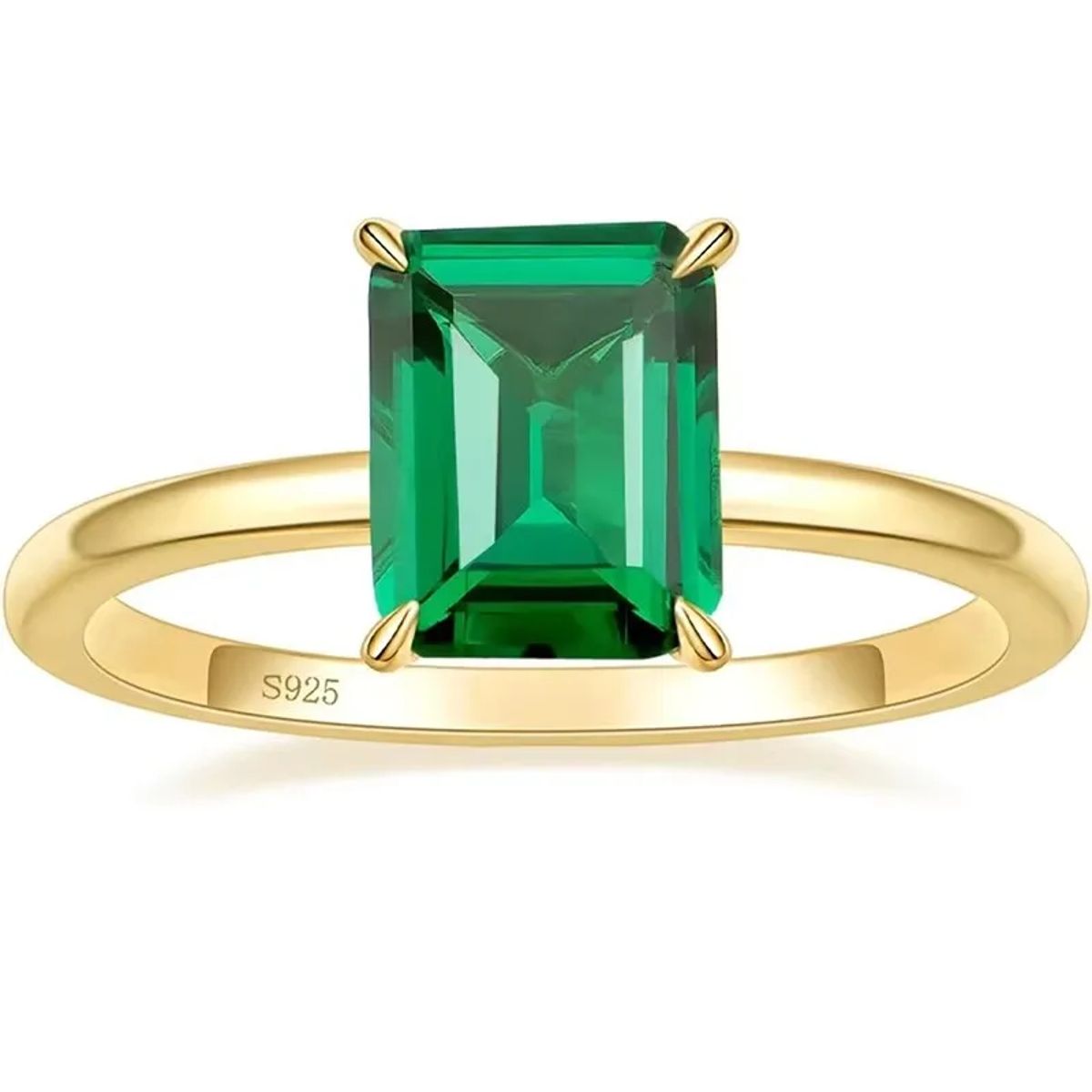 Elegant Gold-Plated Sterling Silver Ring with Dazzling Zircon Gemstone