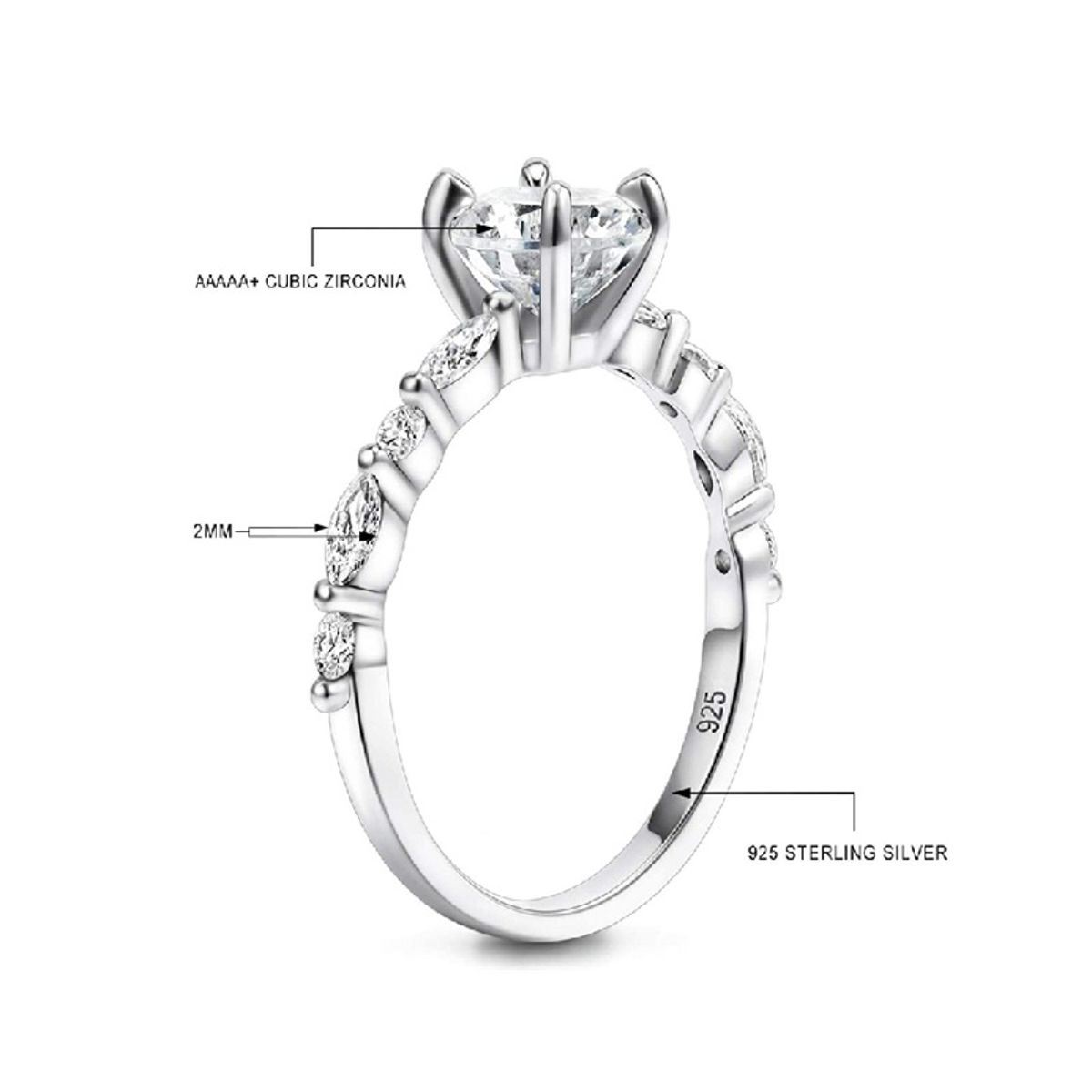 Elegant 3CT Sterling Silver Oval Cut Zirconia Engagement Ring