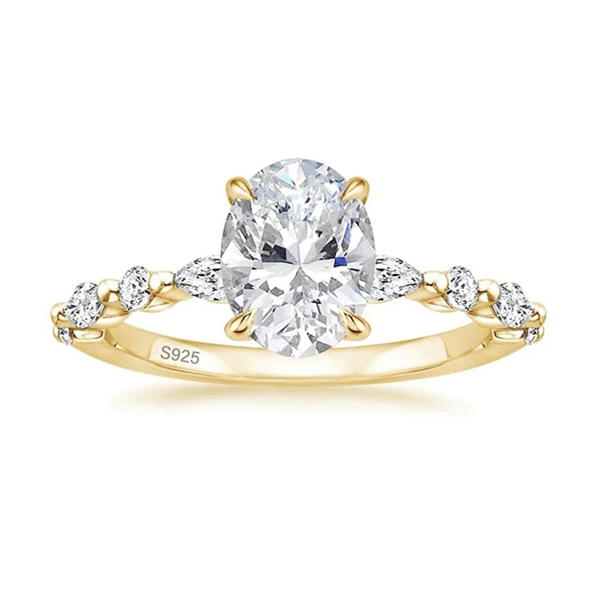 Elegant 3CT Sterling Silver Oval Cut Zirconia Engagement Ring