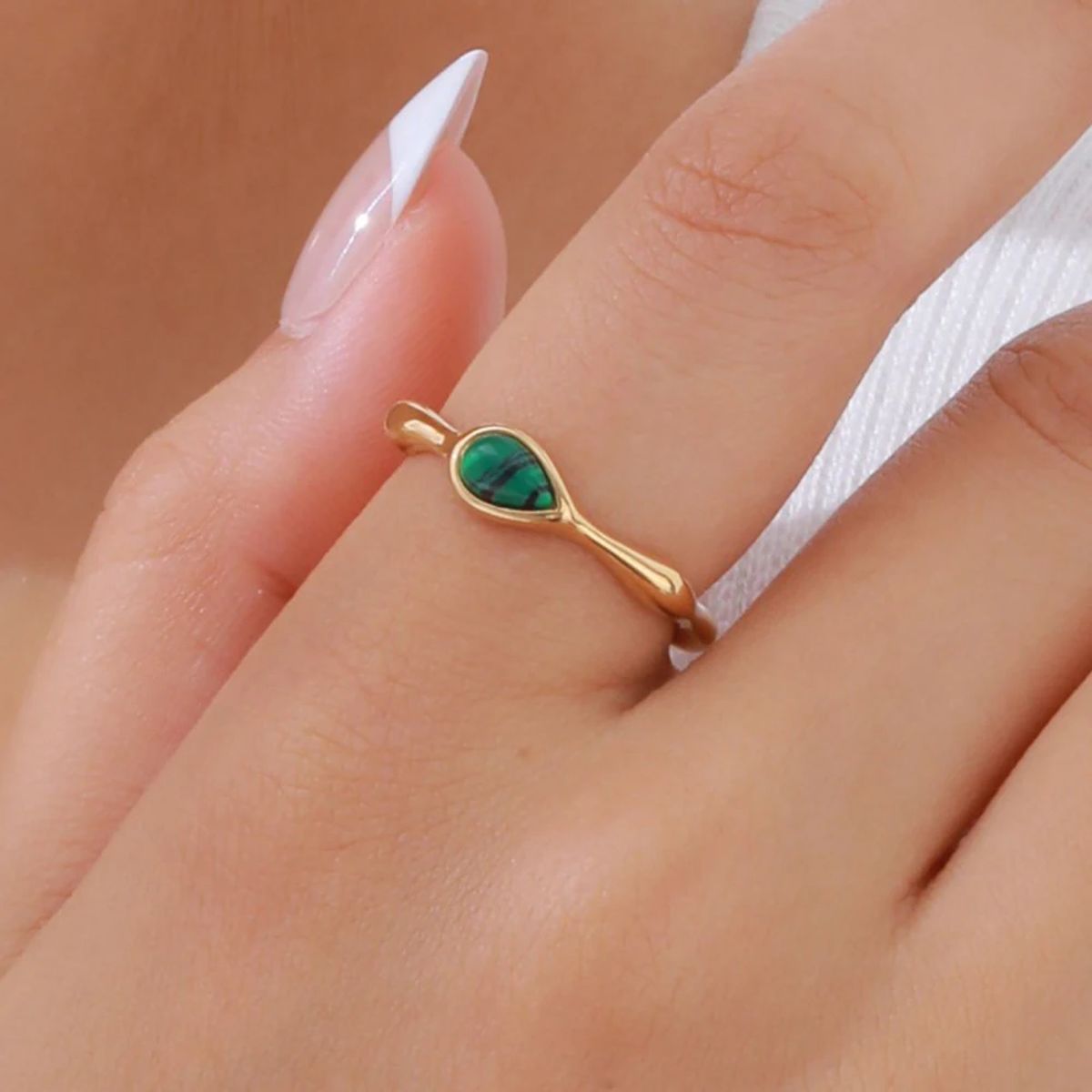 Exquisite Waterdrop Peacock Stone Ring for Women and Girls Tigrade - Women's Rings 2