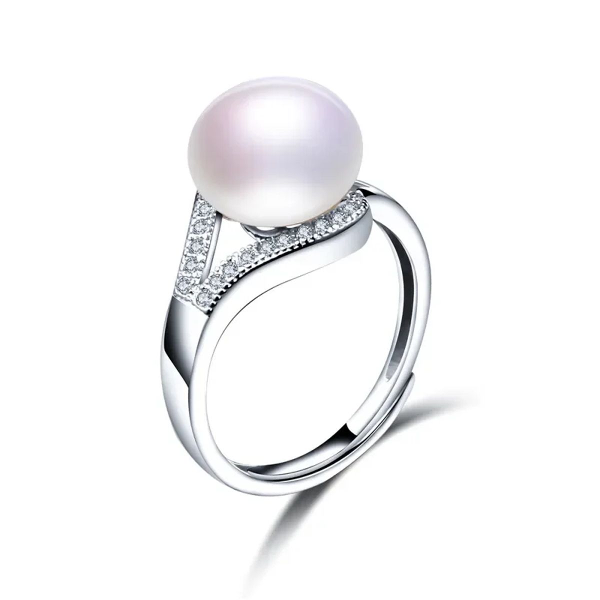 Shop Luxury Adjustable Pearl Ring With 925 Sterling Silver Band For ...