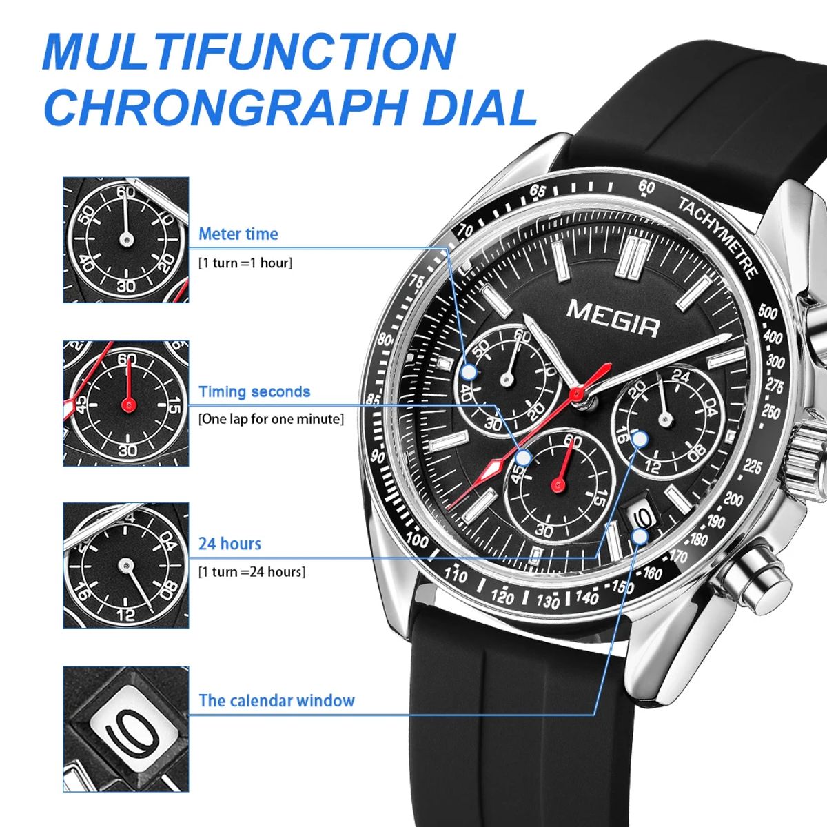 Men's Multifunction Sports Watch with Chronograph and Waterproof Features Men's Multifunction Sports Watch with Chronograph and Waterproof Features