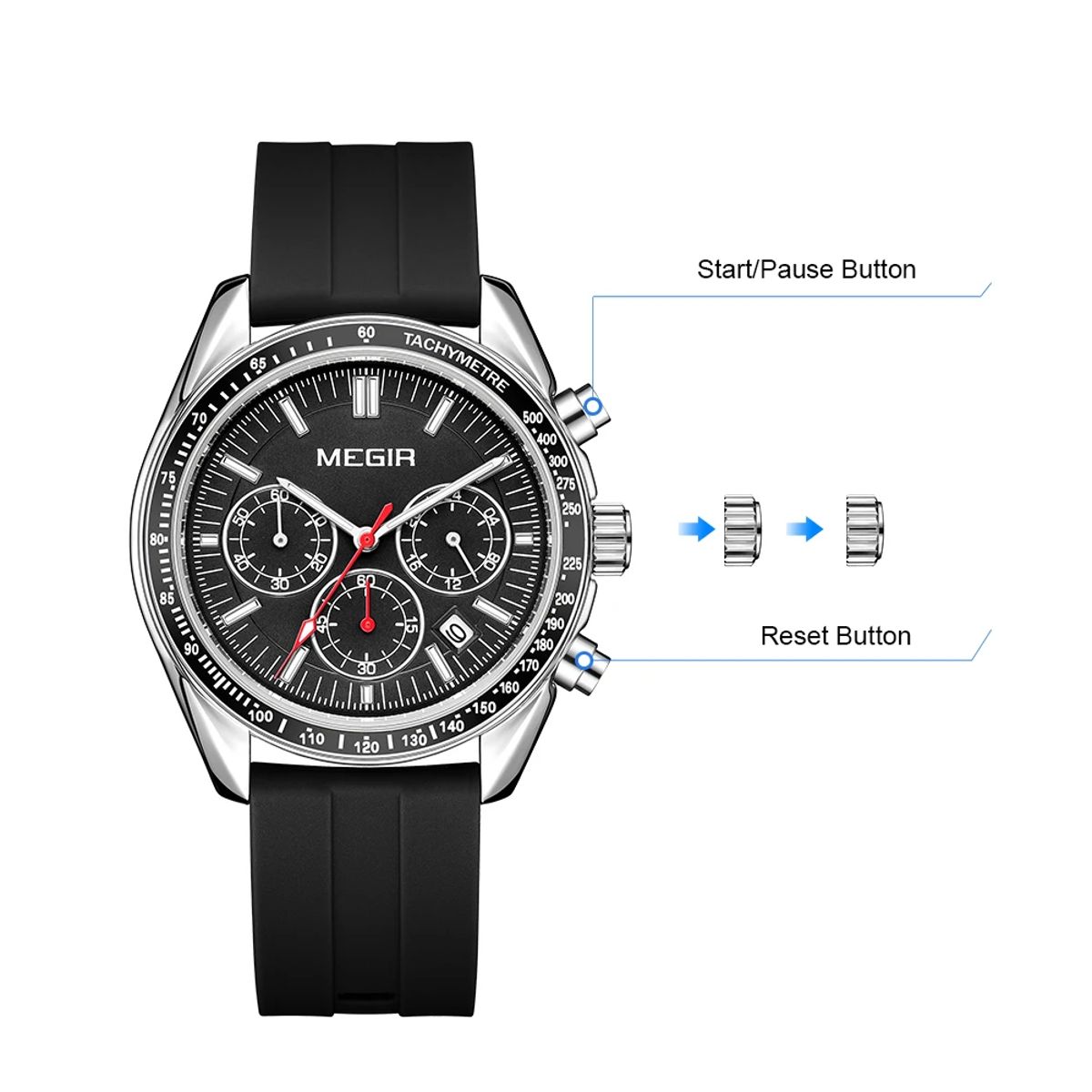 Men's Multifunction Sports Watch with Chronograph and Waterproof Features Men's Multifunction Sports Watch with Chronograph and Waterproof Features