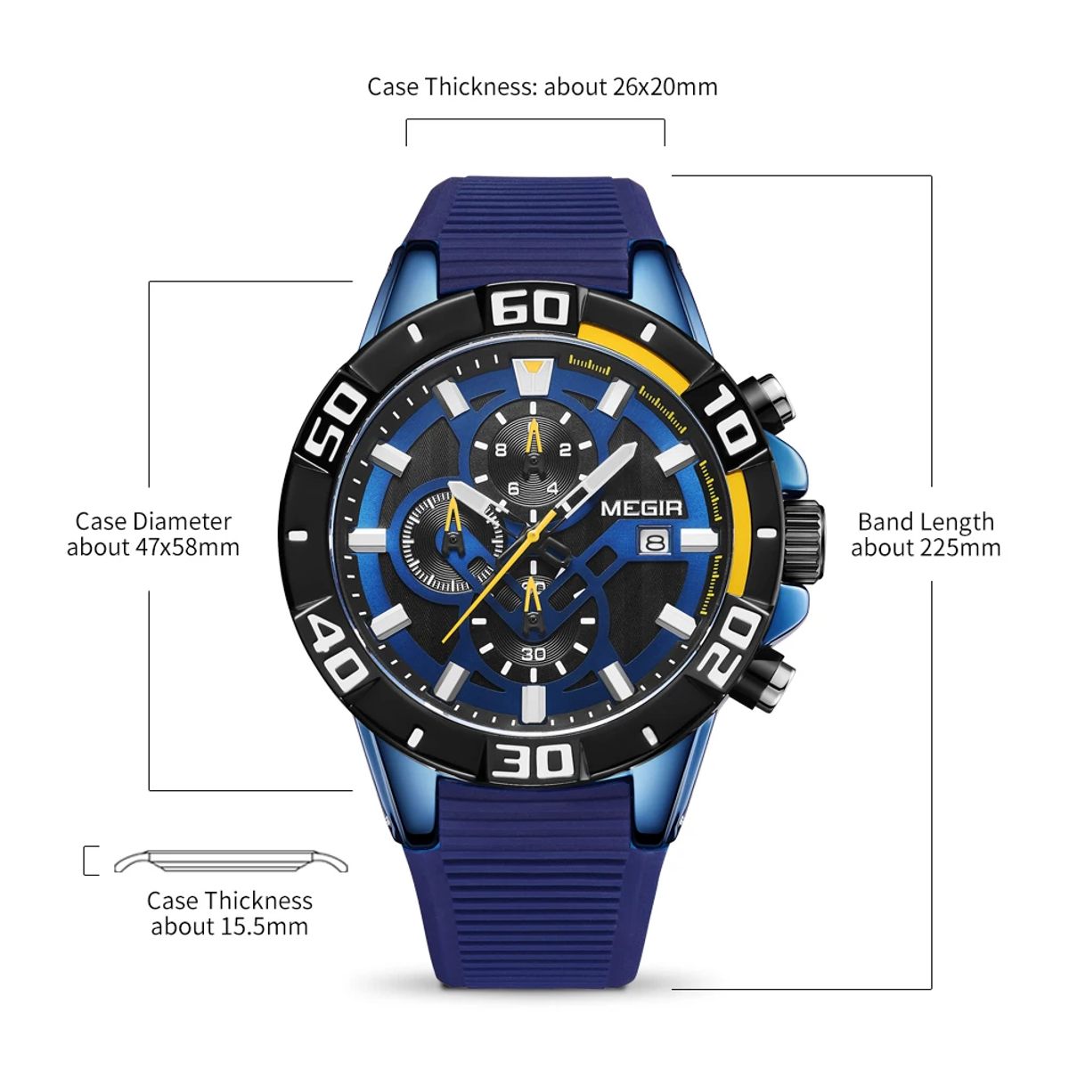 Luxury Sport Chronograph Quartz Watch with Date and Stopwatch Feature