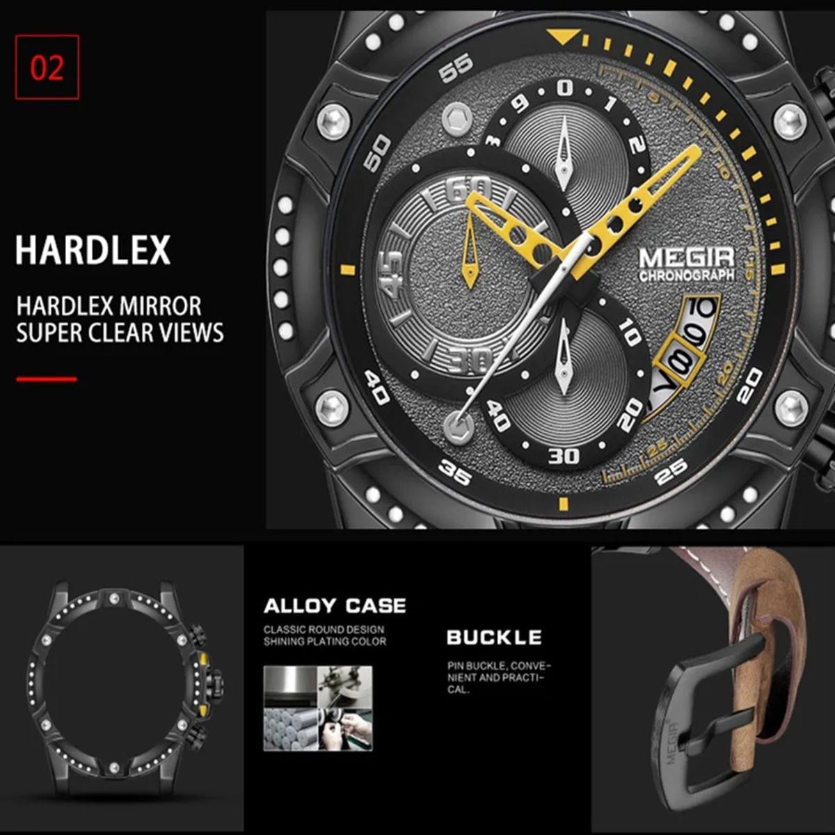 Fashionable Men's Chronograph Quartz Watch with Leather Strap