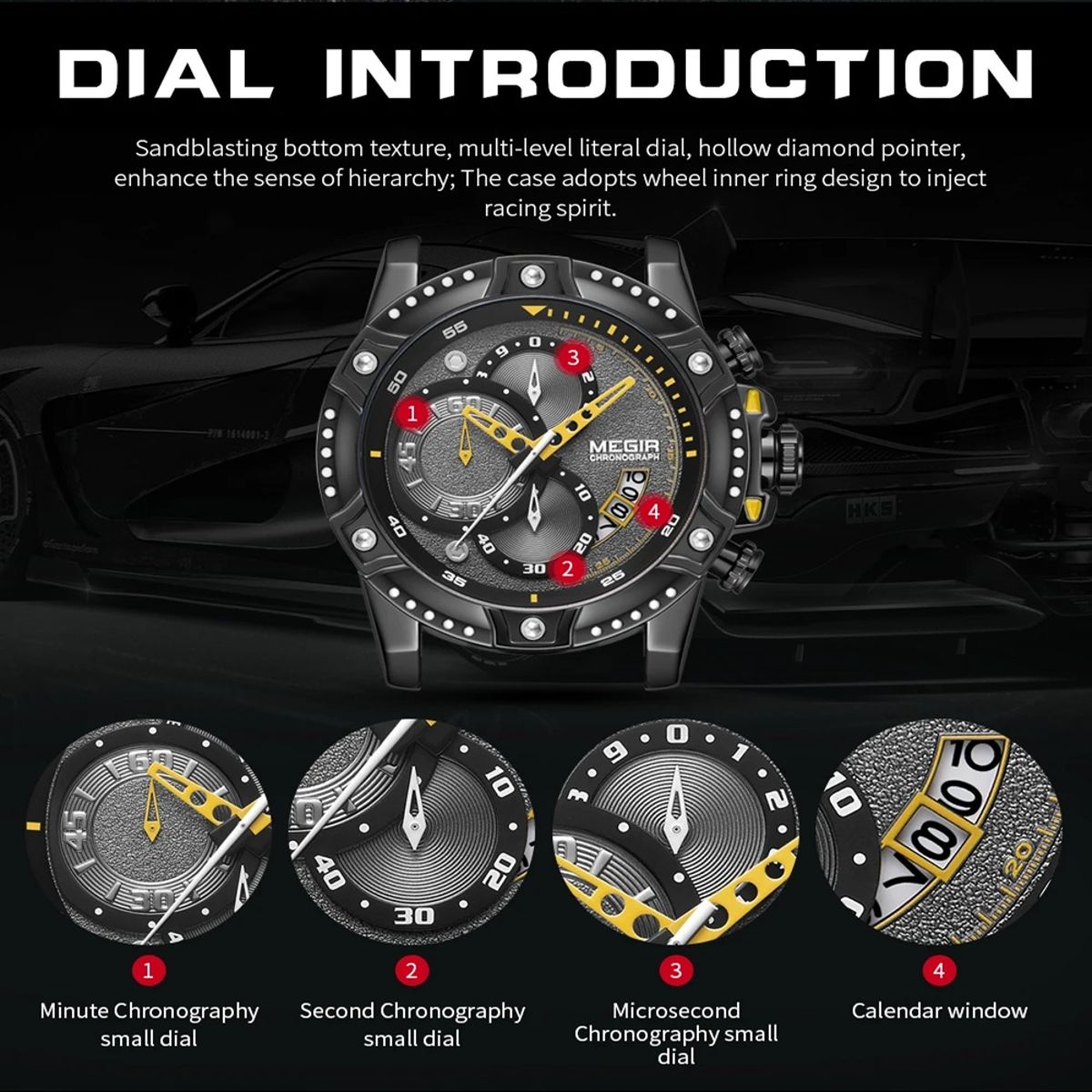 Fashionable Men's Chronograph Quartz Watch with Leather Strap