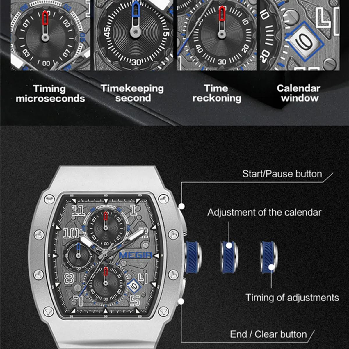 Luxury Quartz Sports Watch with Chronograph and Large Dial Luxury Quartz Sports Watch with Chronograph and Large Dial