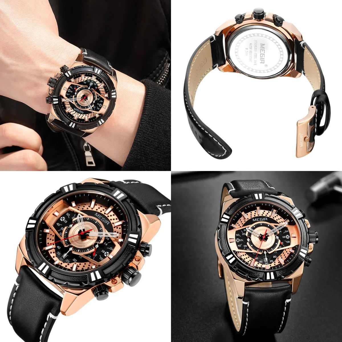 Luxury Men's Quartz Watch with Leather Strap and Luminous Features