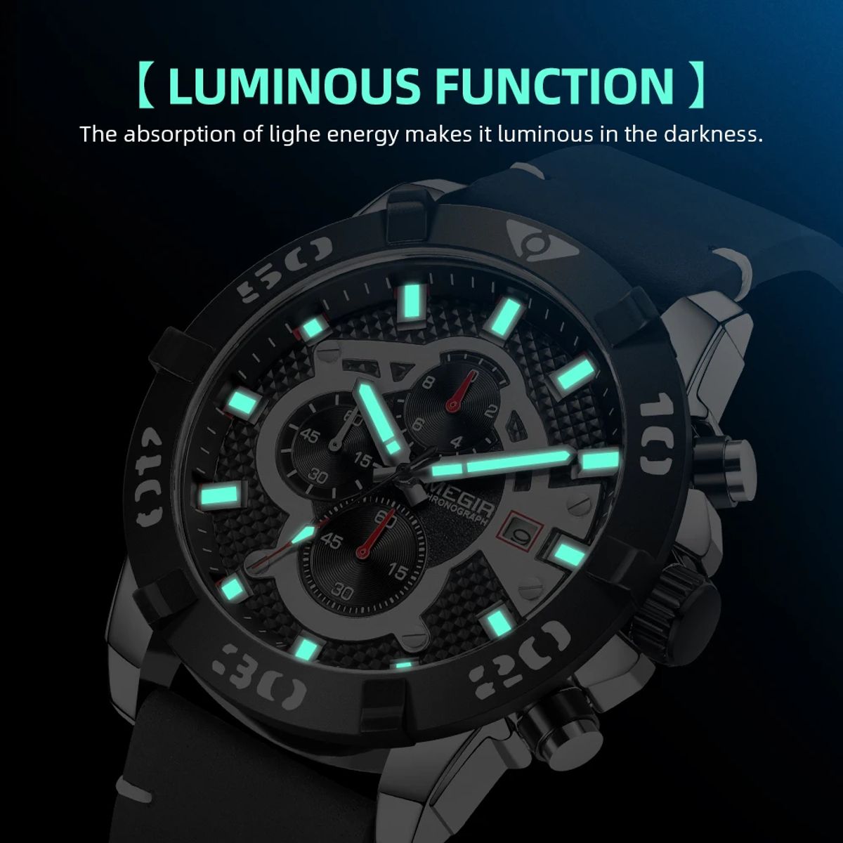 Stylish Chronograph Leather Strap Watch with Luminous Display Stylish Chronograph Leather Strap Watch with Luminous Display