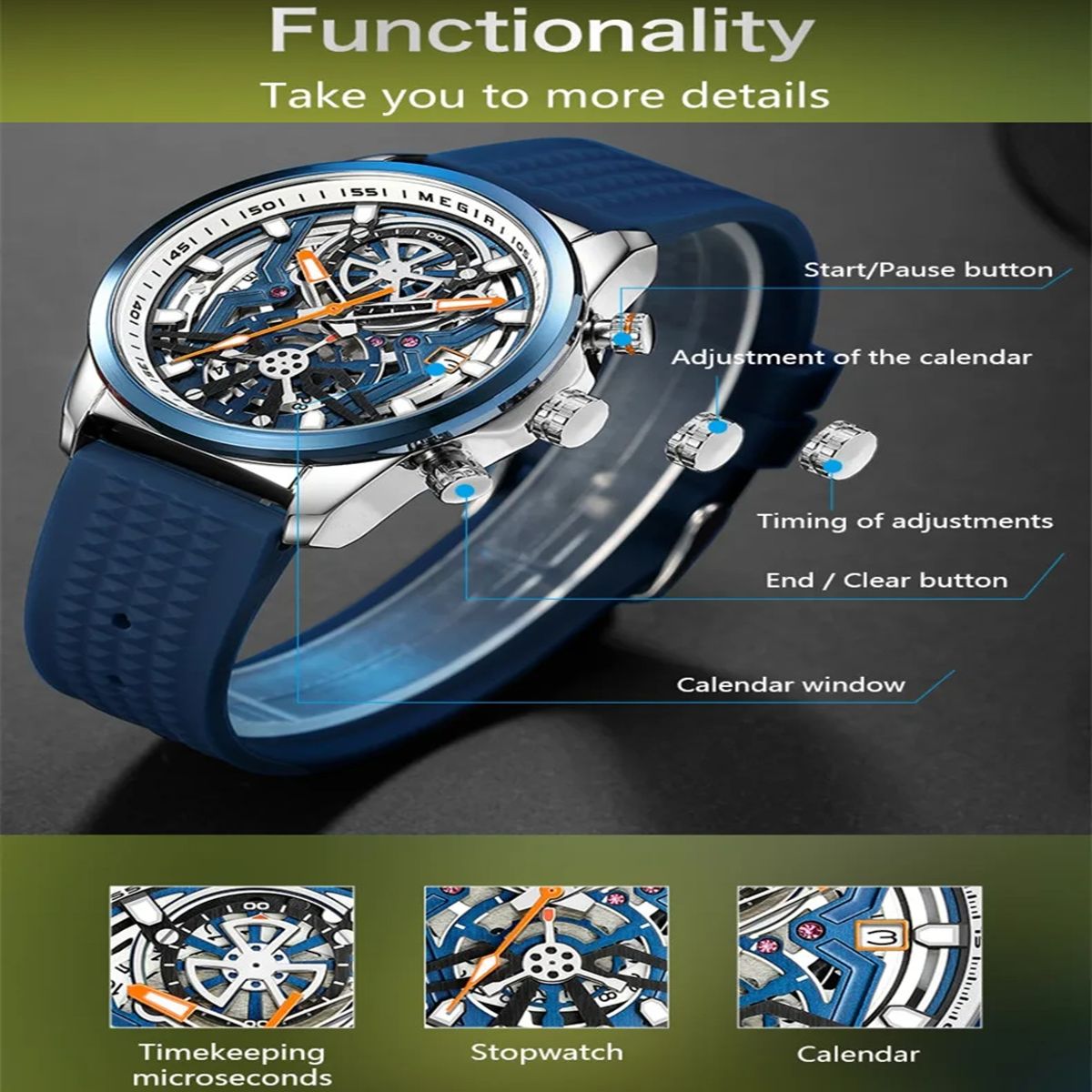 Stylish Sport Watch for Men with Luminous Big Dial Design Stylish Sport Watch for Men with Luminous Big Dial Design