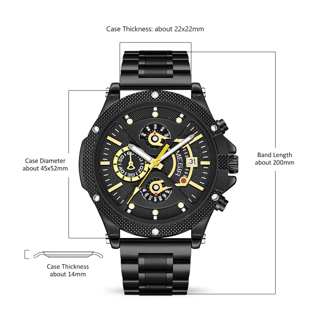 Stylish Chronograph Quartz Watch for Men with Luminous Dial Stylish Chronograph Quartz Watch for Men with Luminous Dial