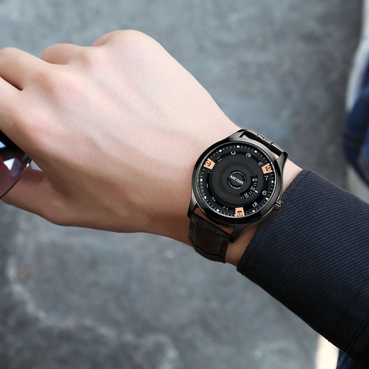 Stylish Sport Quartz Watch with Leather Strap and Large Dial Stylish Sport Quartz Watch with Leather Strap and Large Dial