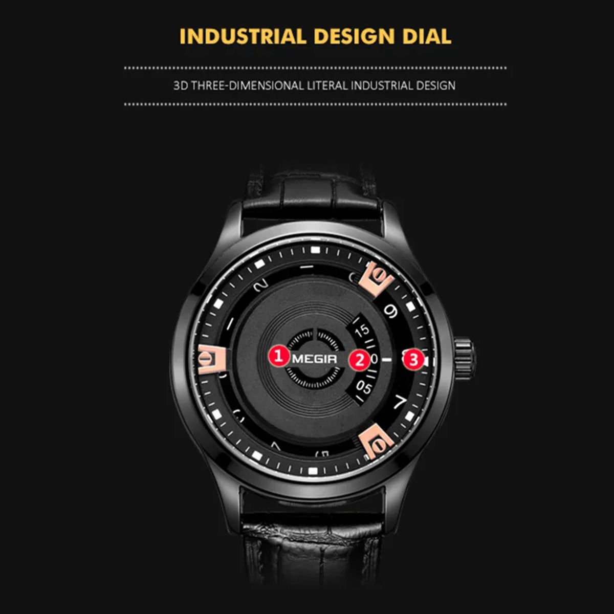 Stylish Sport Quartz Watch with Leather Strap and Large Dial Stylish Sport Quartz Watch with Leather Strap and Large Dial