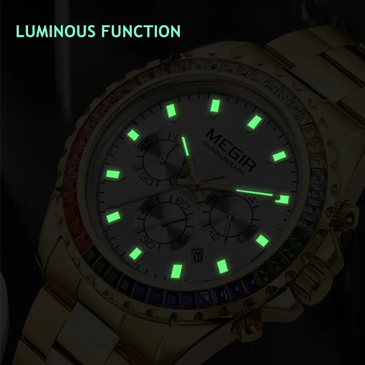 Men’s Luxury Quartz Watch with Diamonds and Chronograph Features Men’s Luxury Quartz Watch with Diamonds and Chronograph Features