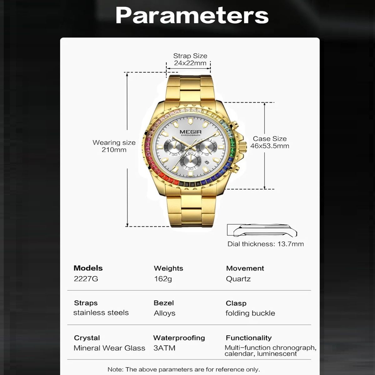 Men’s Luxury Quartz Watch with Diamonds and Chronograph Features Men’s Luxury Quartz Watch with Diamonds and Chronograph Features