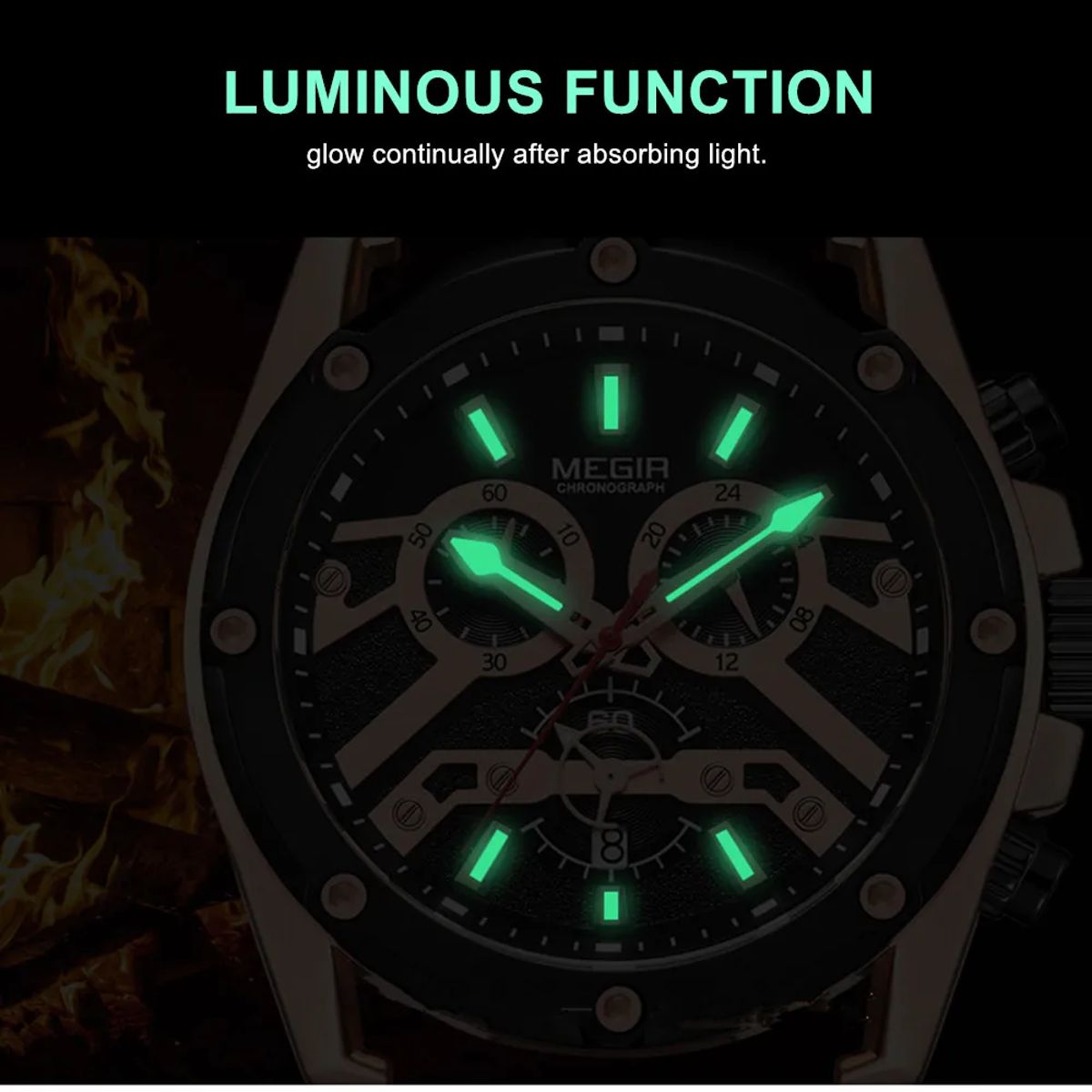 Men's Luxury Chronograph Watch with Leather Strap and Calendar Men's Luxury Chronograph Watch with Leather Strap and Calendar