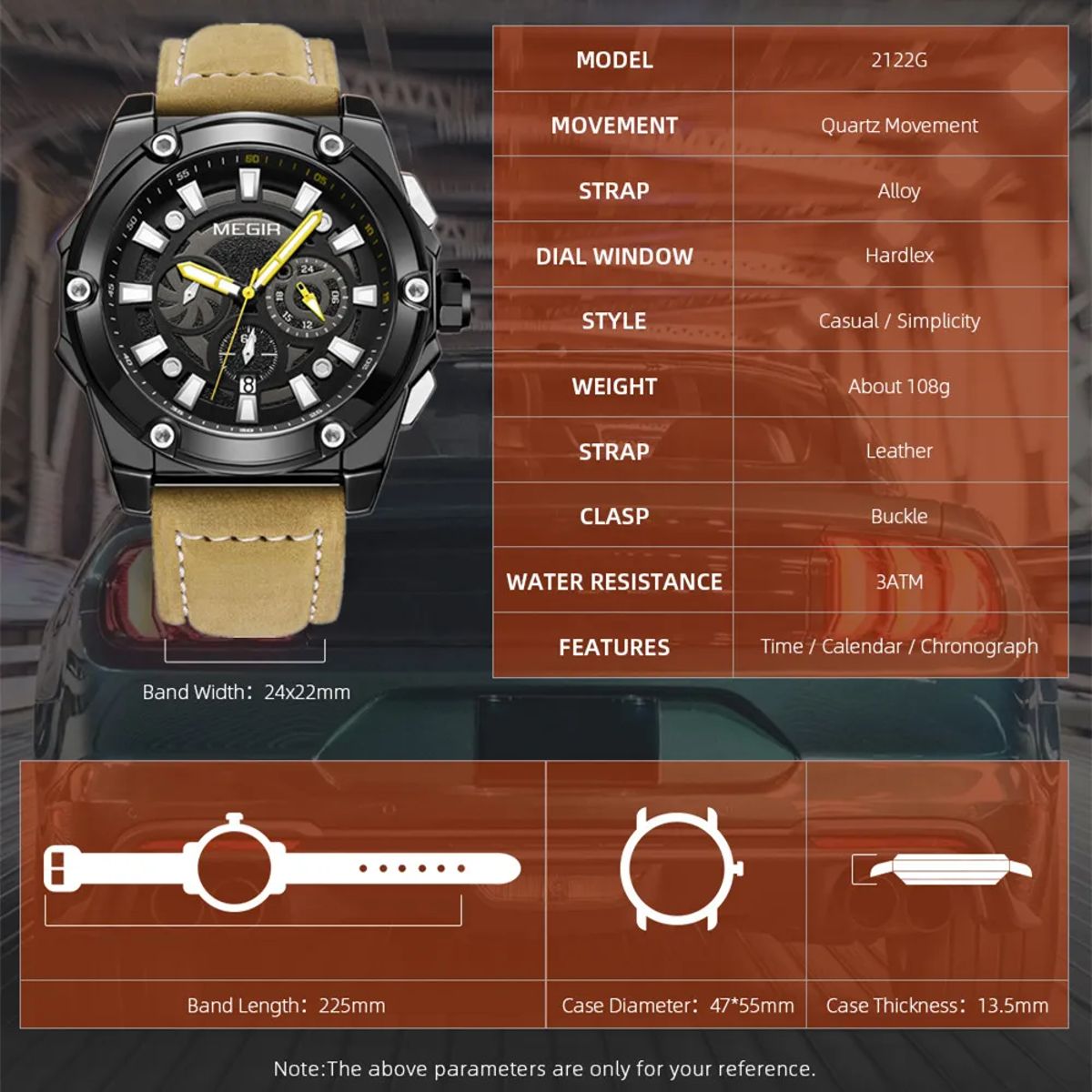 Men’s Chronograph Leather Strap Sports Watch with Calendar Men’s Chronograph Leather Strap Sports Watch with Calendar