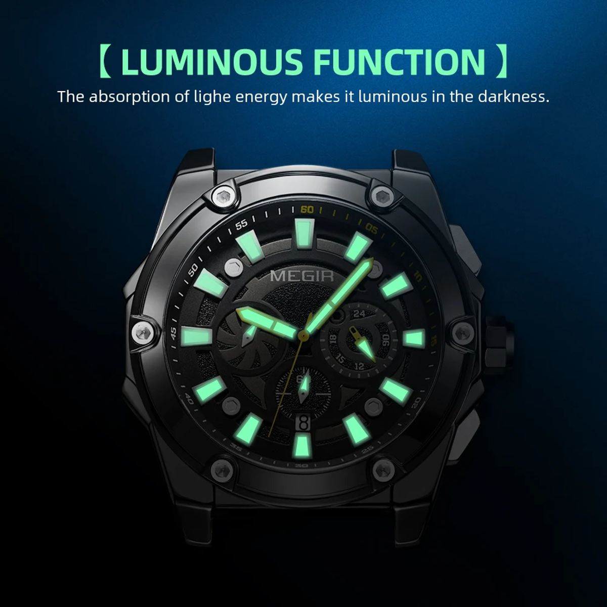 Men’s Chronograph Leather Strap Sports Watch with Calendar Men’s Chronograph Leather Strap Sports Watch with Calendar