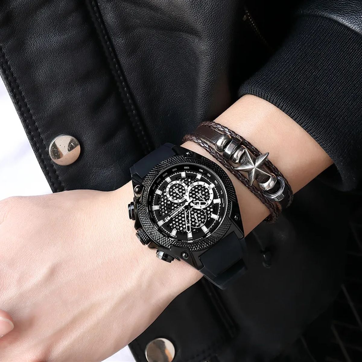 Bold Chronograph Sport Watch with Silicone Strap for Men Bold Chronograph Sport Watch with Silicone Strap for Men