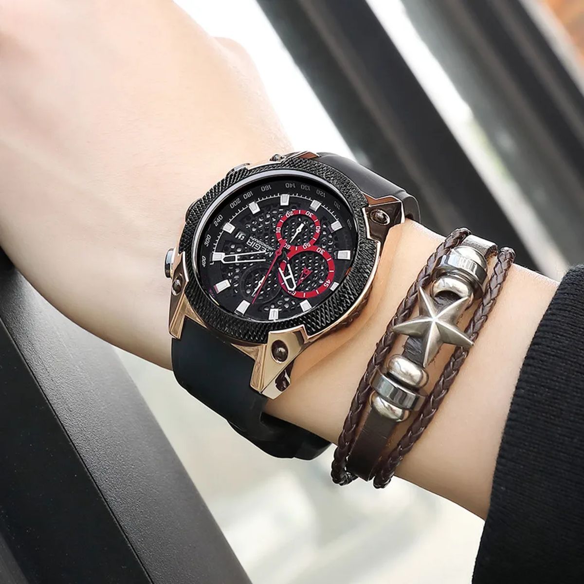 Bold Chronograph Sport Watch with Silicone Strap for Men Bold Chronograph Sport Watch with Silicone Strap for Men