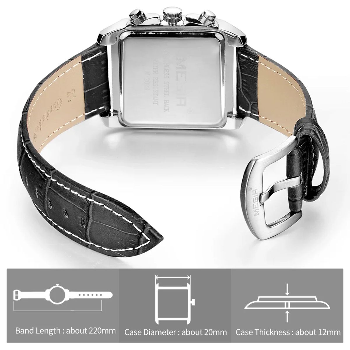 Men’s Luxury Chronograph Watch with Leather Strap and Date Display