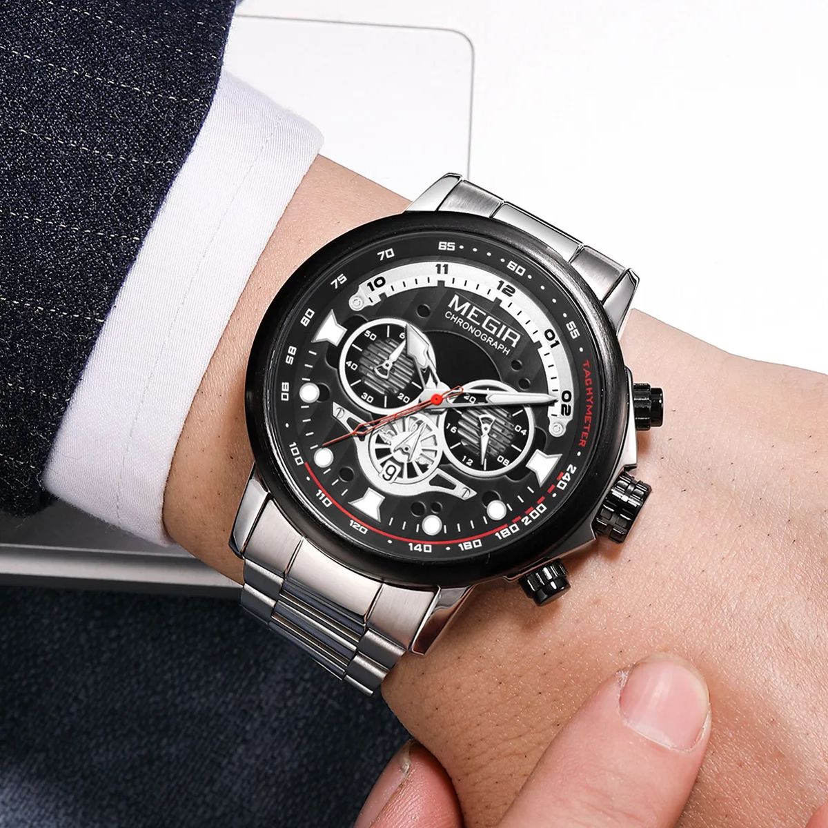 Luxury Men's Military Quartz Chronograph Stainless Steel Wristwatch Luxury Men's Military Quartz Chronograph Stainless Steel Wristwatch