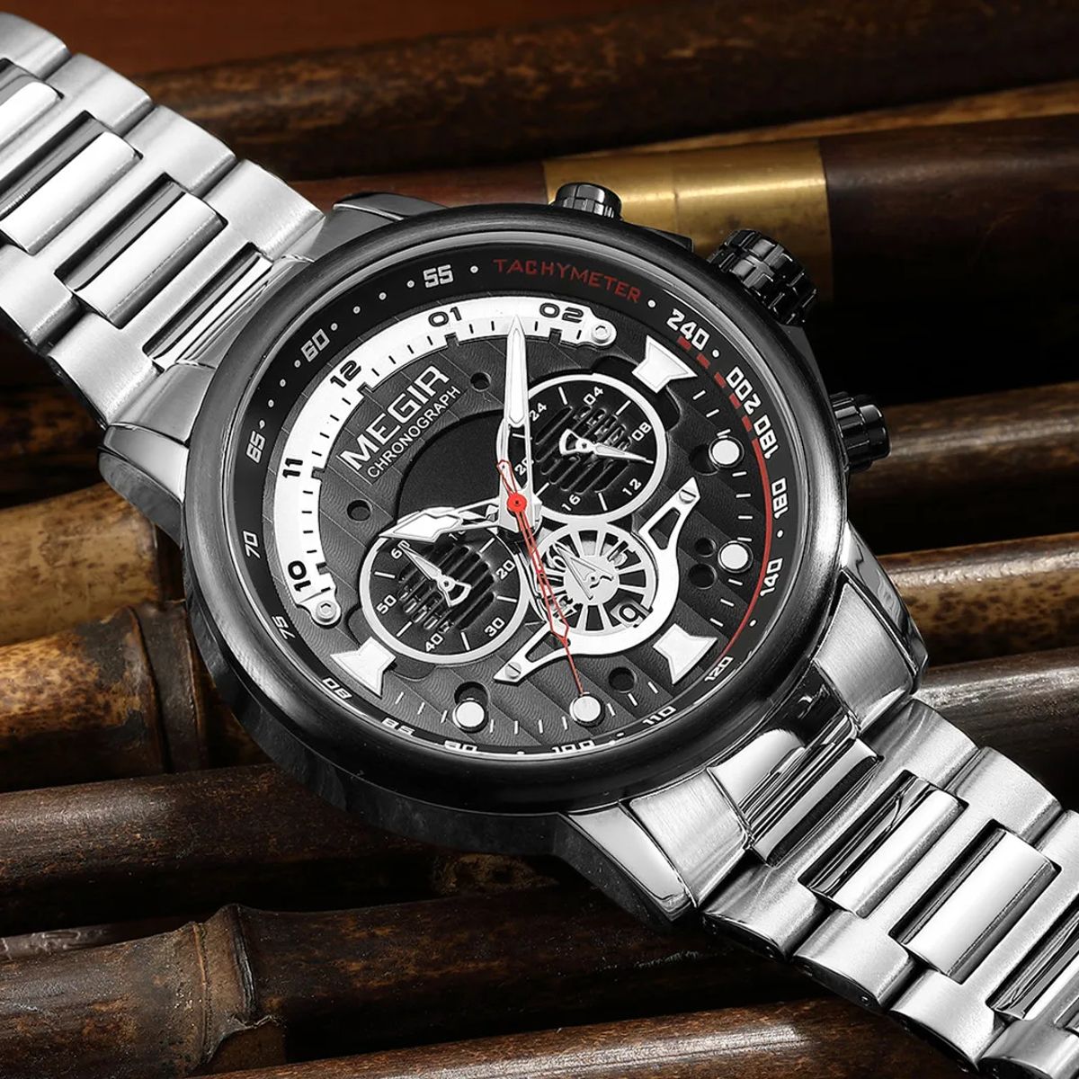 Luxury Men's Military Quartz Chronograph Stainless Steel Wristwatch Luxury Men's Military Quartz Chronograph Stainless Steel Wristwatch