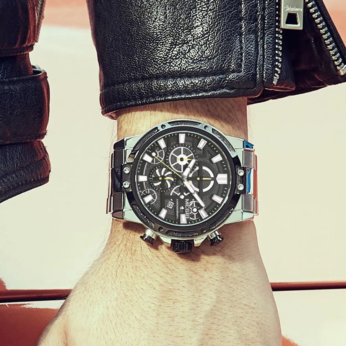 Stainless Steel Chronograph Business Watch with Luminous Display