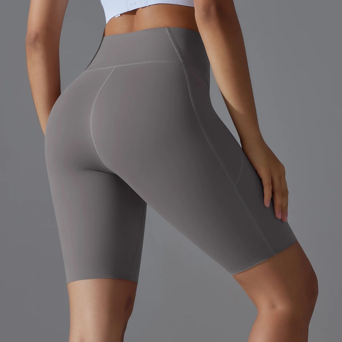High Waist Quick-Dry Workout Shorts with Side Pockets