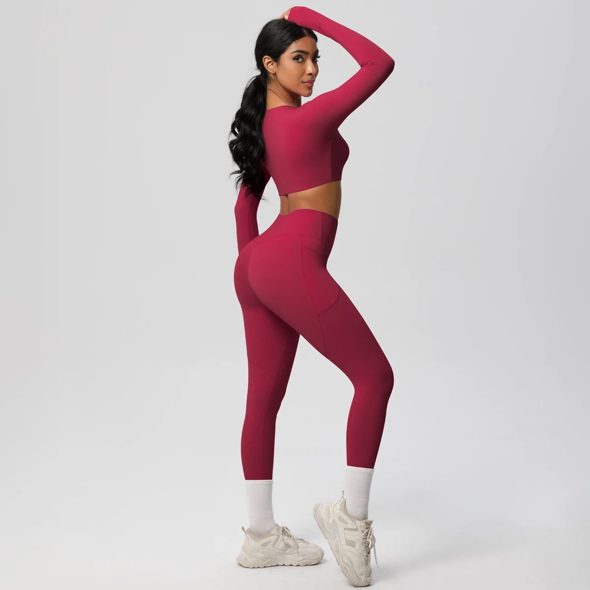 Seamless Stretch Yoga Set with High Waist Leggings & Top