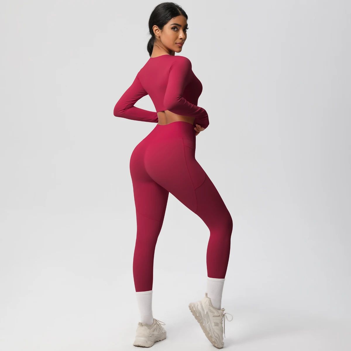 Seamless Stretch Yoga Set with High Waist Leggings & Top