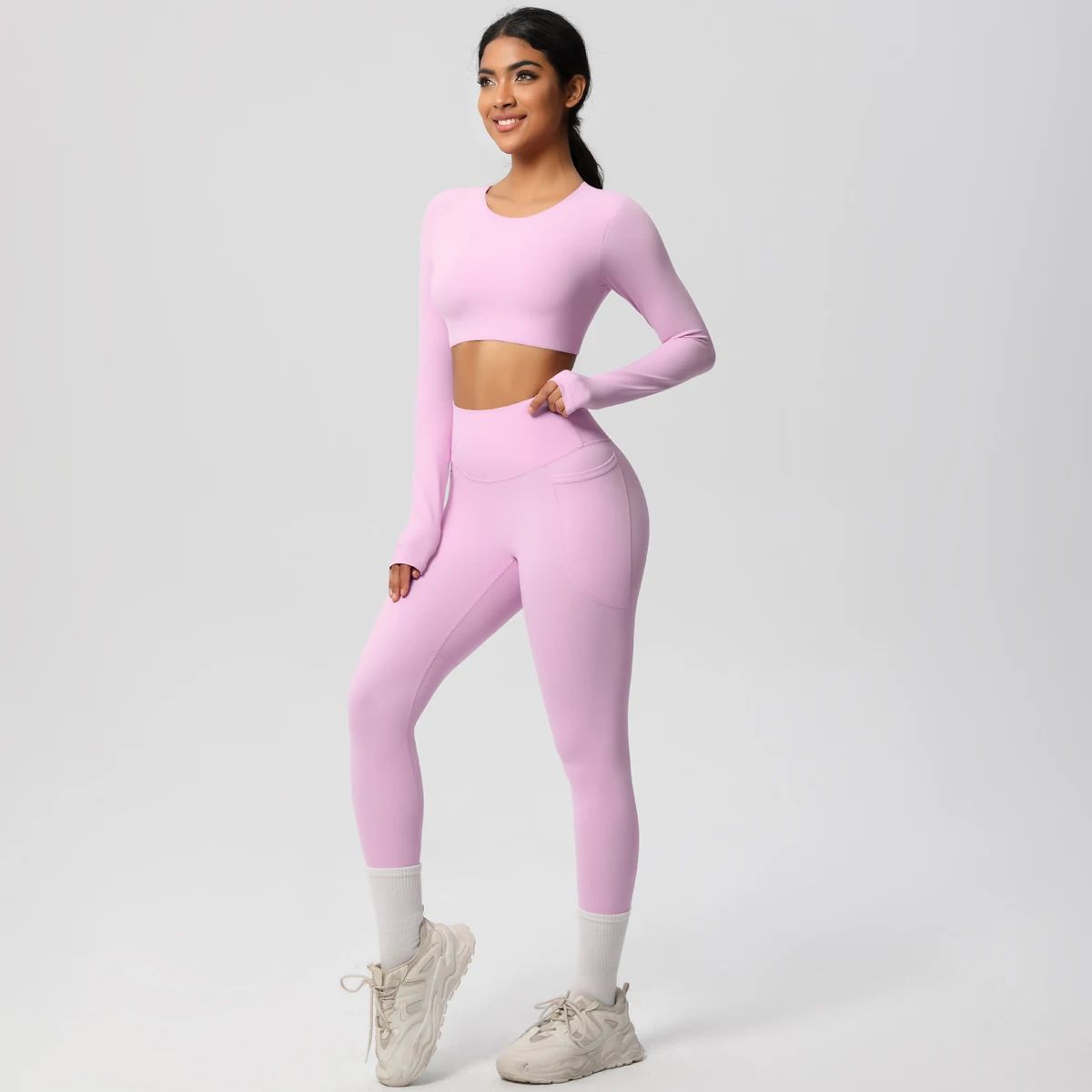 Seamless Stretch Yoga Set with High Waist Leggings & Top