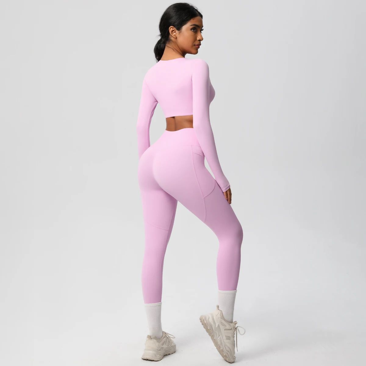 Seamless Stretch Yoga Set with High Waist Leggings & Top