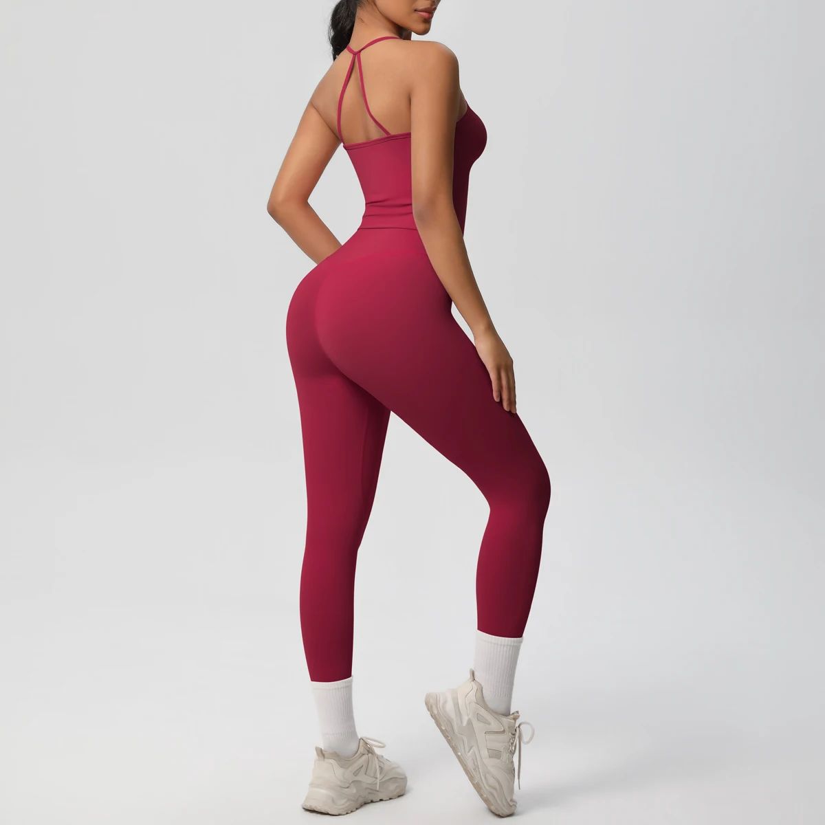 Crossover Back Halter Yoga Top Set for Fitness Training