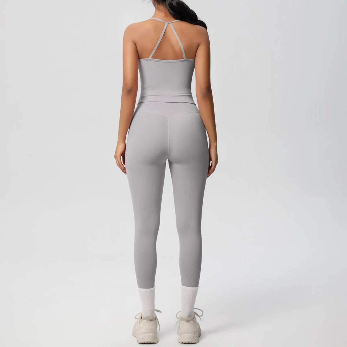 Crossover Back Halter Yoga Top Set for Fitness Training