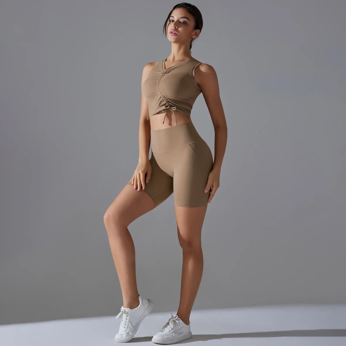 Women's Athletic Crop Top and High Waist Workout Shorts Set