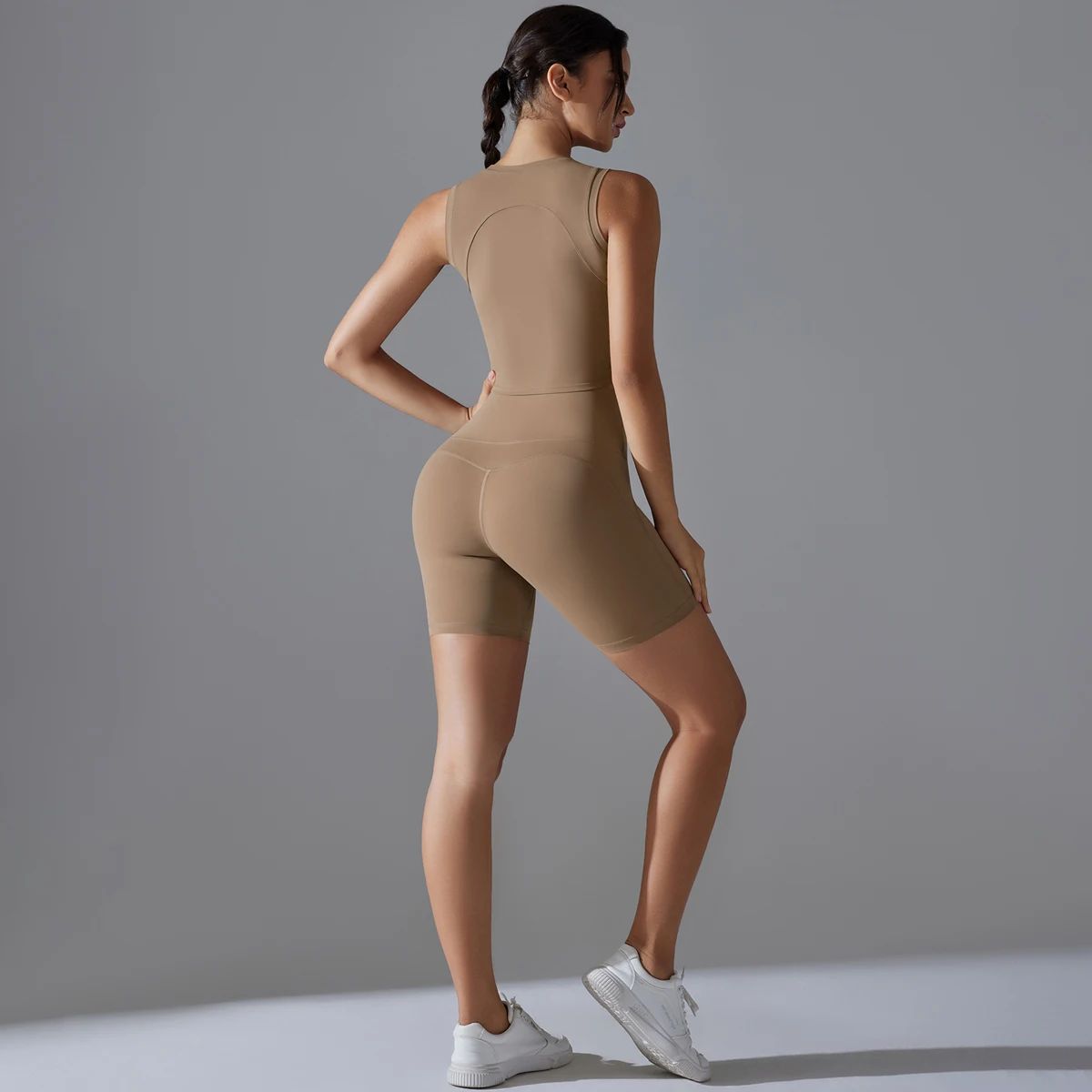 Women's Athletic Crop Top and High Waist Workout Shorts Set