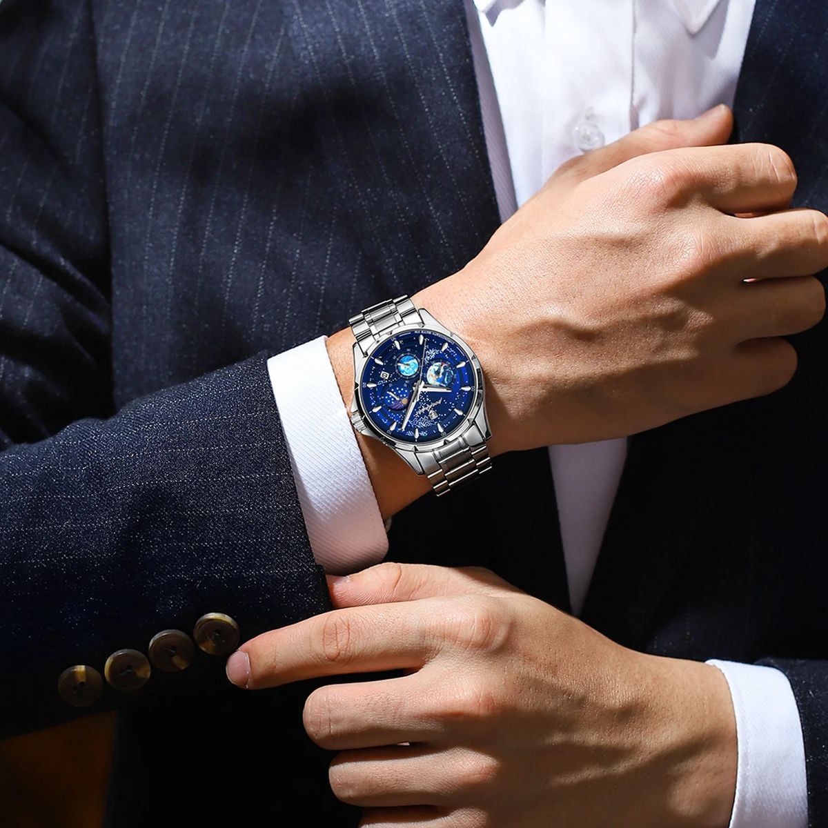 Stylish Chronograph Quartz Watch with Luminous Dial and Calendar Poedagar - Men's Dress Watches 3