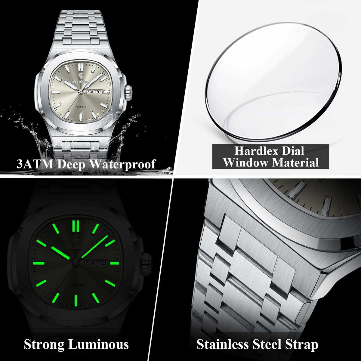 Stylish Square Dial Military Watch with Luminous Quartz Movement Stylish Square Dial Military Watch with Luminous Quartz Movement
