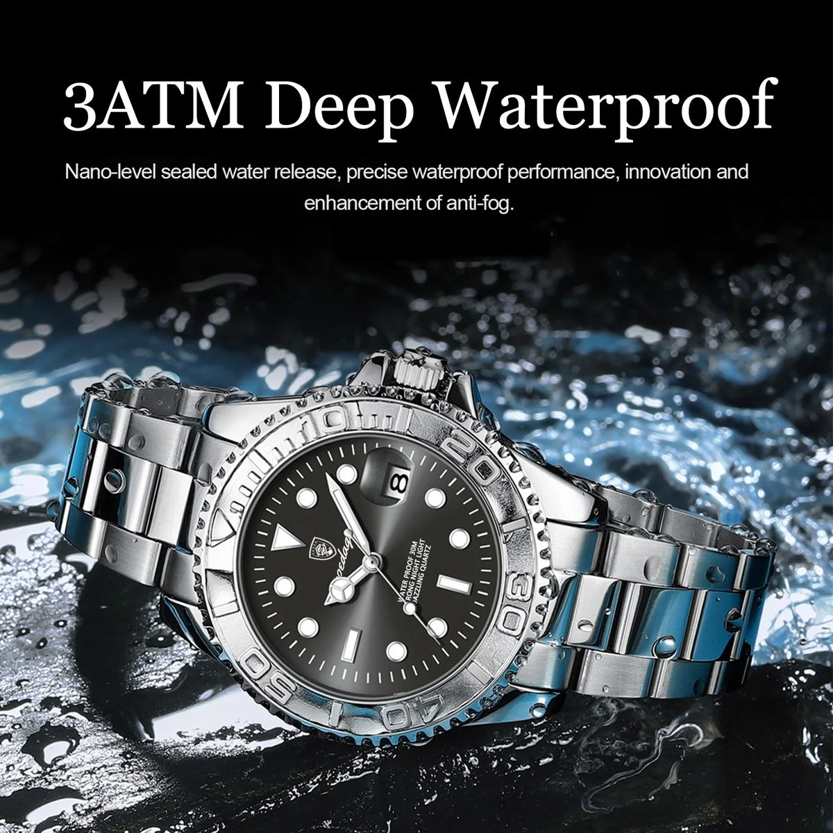 Stylish Stainless Steel Quartz Watch with Luminous Display