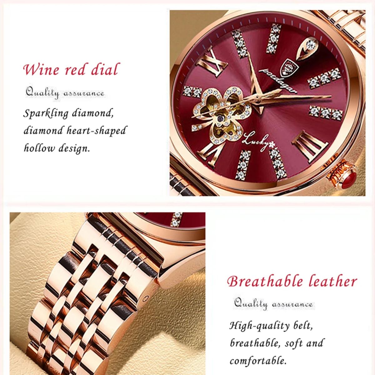 Elegant Women's Quartz Watch with Leather Band and Calendar Poedagar - Women's Dress Watches 3