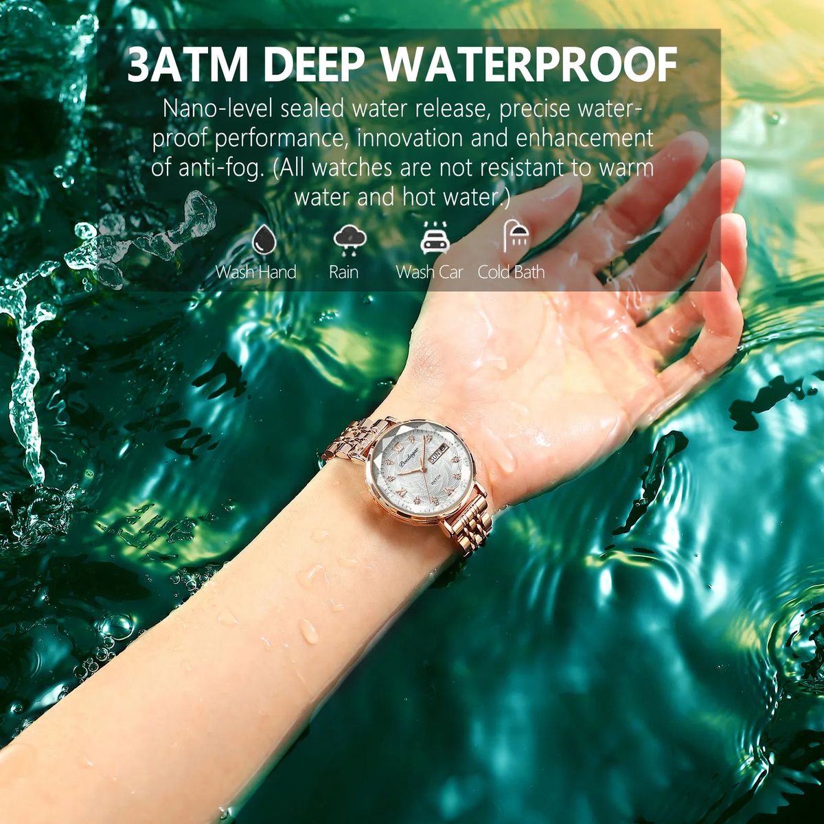 Elegant Stainless Steel Women's Watch with Date and Week Display Poedagar - Women's Dress Watches 2
