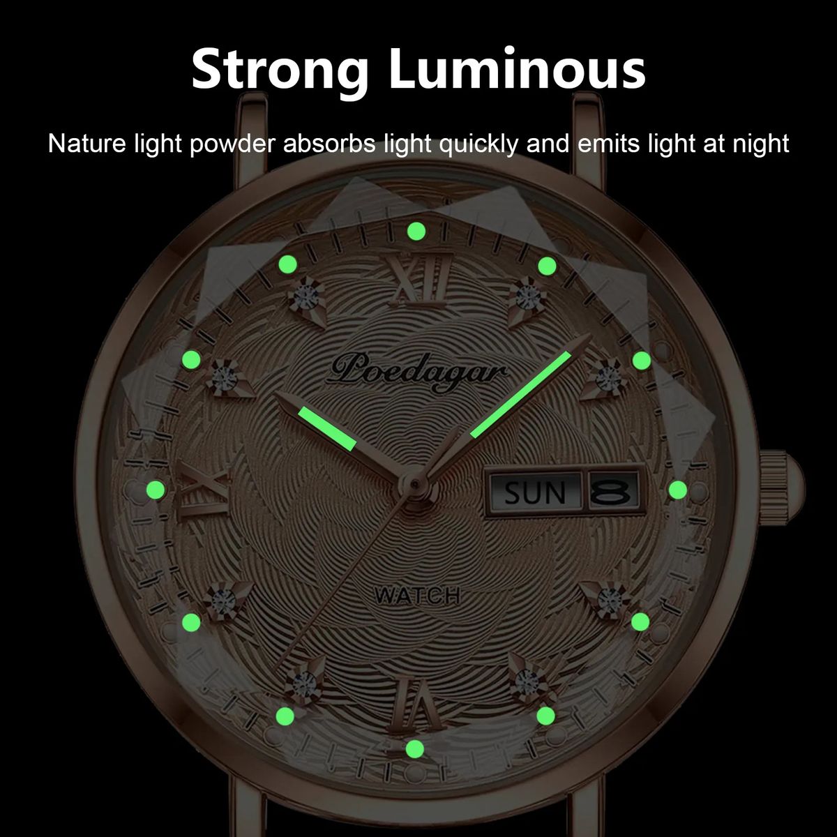 Elegant Stainless Steel Women's Watch with Date and Week Display Poedagar - Women's Dress Watches 3