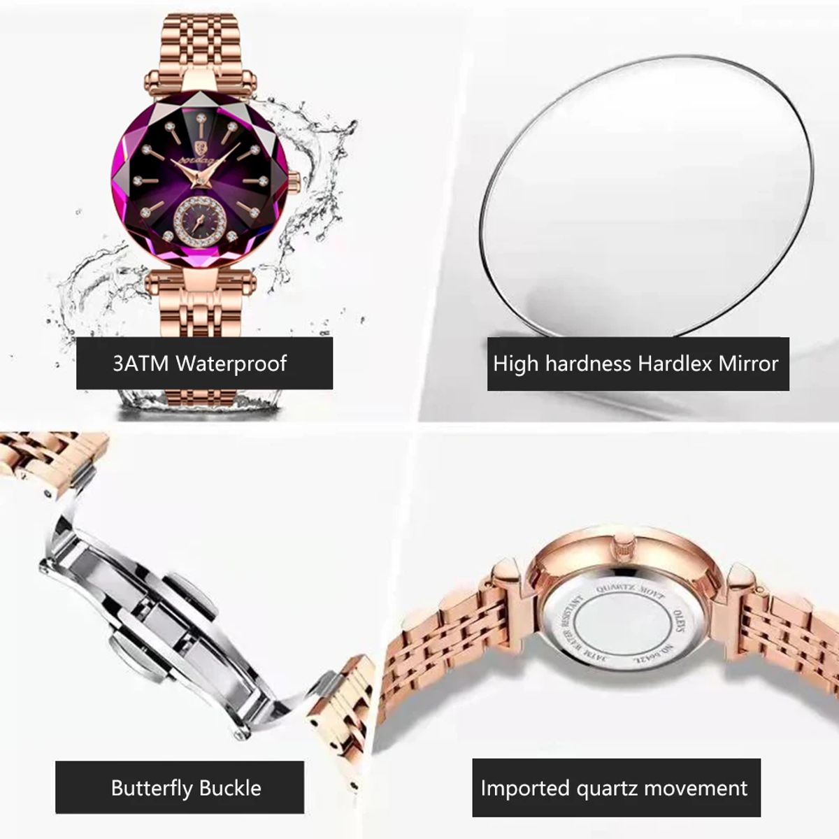 Elegant Stainless Steel Women's Watch with Diamond Accents & Quartz Movement Elegant Stainless Steel Women's Watch with Diamond Accents & Quartz Movement