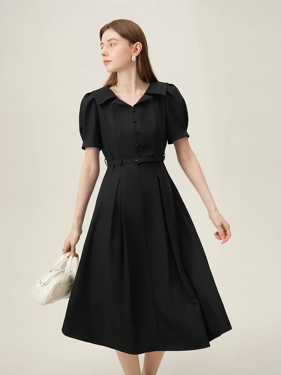 Elegant Origami Lapel A-Line Dress for Formal Occasions Elegant Origami Lapel A-Line Dress for Formal Occasions