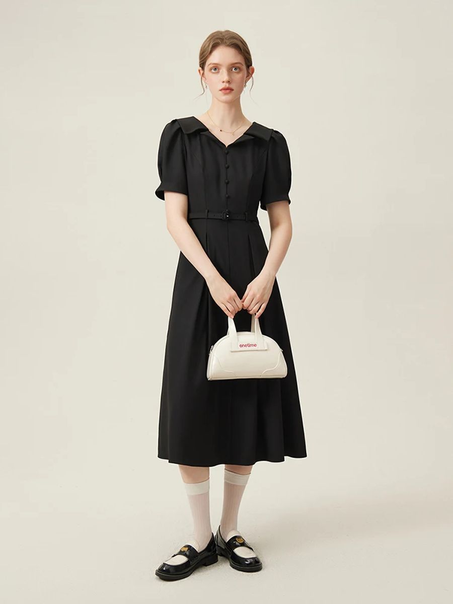 Elegant Origami Lapel A-Line Dress for Formal Occasions Elegant Origami Lapel A-Line Dress for Formal Occasions
